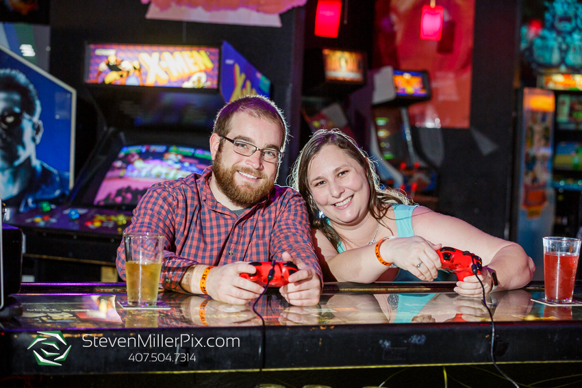 Player 1 Video Game Bar Engagement Session Photos